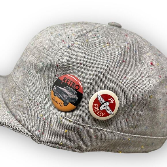 Maden Clothing Retro Baseball Cap Hat Heathered Gray Button Flip Short Brim OSFM - Picture 6 of 10